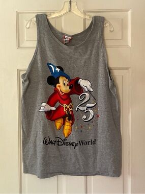 VTG Walt Disney World 25th Anniversary Tank Top Mickey Mouse Gray Men’s L Unisex